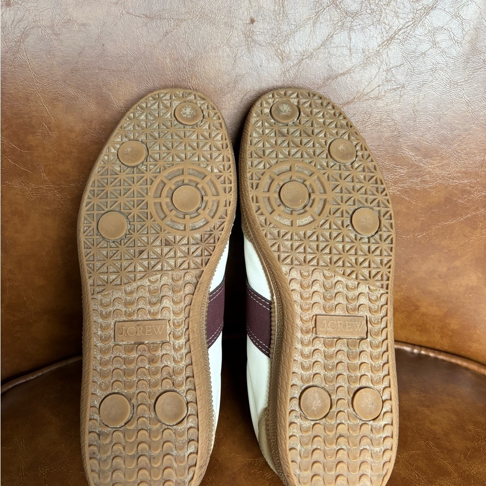J Crew Field Sneakers Leather suede White and burgundy color women’s size 7 - Picture 6 of 7